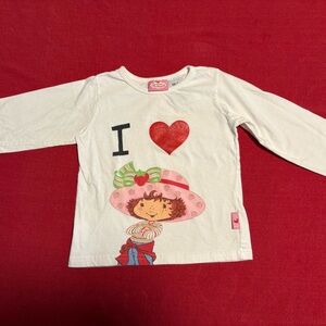 Kids Strawberry Shortcake White Long Sleeve Shirt with Heart Design